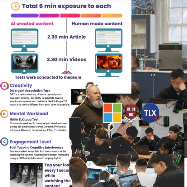 Neurocognitive AI versus human-generated content research collage