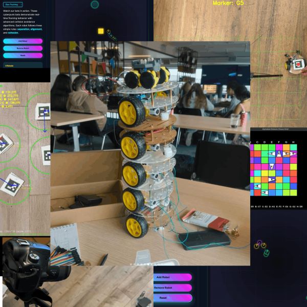 Swarm Inc. robotics prototype and simulation collage